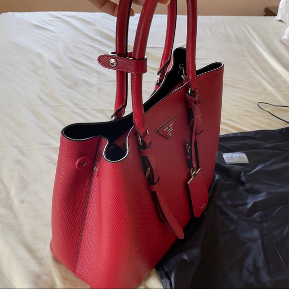 Prada Saffiano Cuir Double red Large Tote bag - Picture 2 of 13